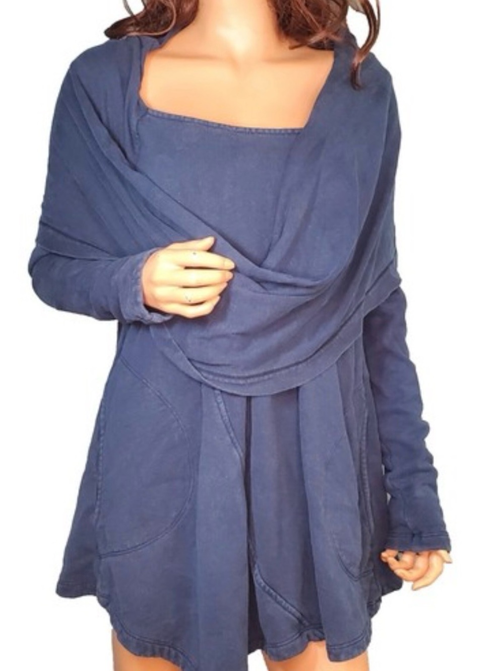 Prairie Underground Drape Neck Tunic XS Gray Minimalist Bohemian Lagenlook Hemp